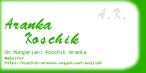 aranka koschik business card